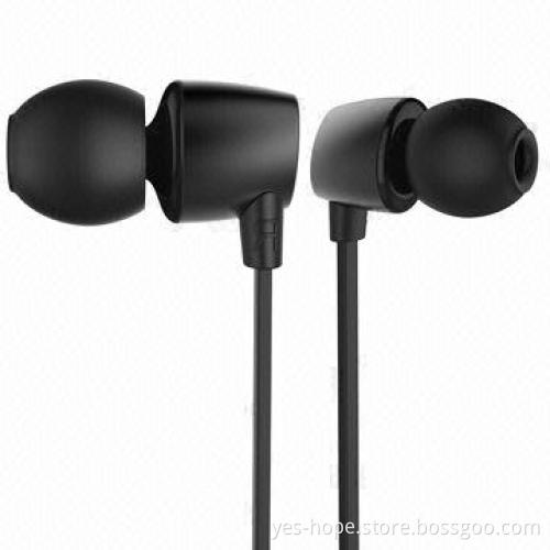 Top Quality Flat Cable Metal Earphones with Mic, 10mm Speaker Diameter